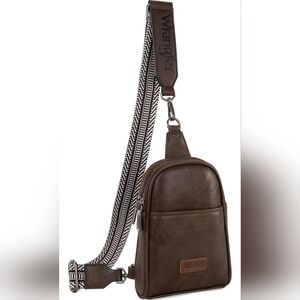 Wrangler Vegan Leather Crossbody Sling Bag With Patterned Strap